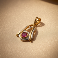 14K Two-Tone Gold Ruby Pendant - angle 2