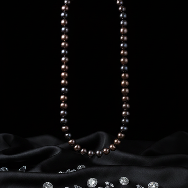 Dark freshwater pearl strand necklace - full draped view