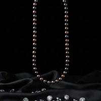 Dark freshwater pearl strand necklace - full draped view