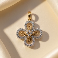 14K Yellow Gold Diamond Quatrefoil Flower Pendant - marketing image 3