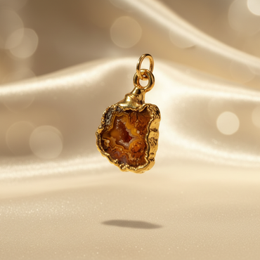 Gold Filled Natural Geode Nugget Pendant - Three-Quarter View
