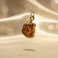 Gold Filled Natural Geode Nugget Pendant - Three-Quarter View