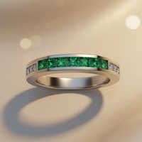 18K White Gold Emerald & Diamond Channel-Set Band - editorial top down