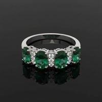 18K White Gold Synthetic Emerald & Diamond Ring - editorial top down