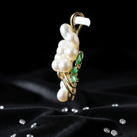 Yellow gold freshwater pearl cluster pendant - side profile