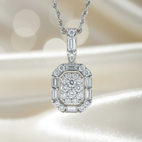 14K white gold .35ctw diamond cluster pendant - editorial marketing image