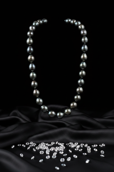 Baroque Tahitian pearl strand necklace - full draped view