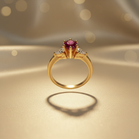 14K Yellow Gold Oval Ruby & Diamond Three-Stone Ring - Marketing Image 2