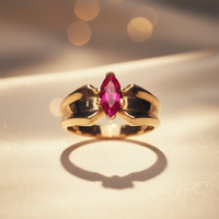 10K Yellow Gold Marquise Ruby Solitaire Ring - Marketing Image 3