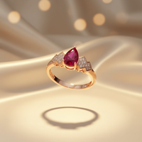 14K Rose Gold Pear-Cut Ruby & Diamond Ring - Side View