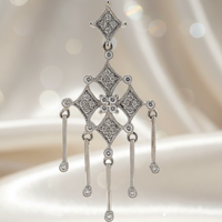 14K white gold .35ctw diamond art deco chandelier pendant, front view