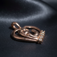 10K Rose Gold Diamond Mother and Baby Heart Pendant – Side Profile