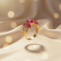 14K Yellow Gold Oval Created Ruby & Diamond Ring - Marketing Image 2