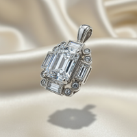 Sterling Silver Art Deco White Sapphire Pendant — angled three-quarter view
