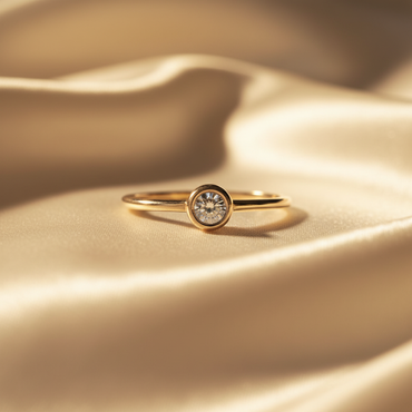 10K Yellow Gold Diamond Bezel Set Solitaire Ring - front view