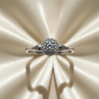 10K White Gold Diamond Halo Ladies Ring - marketing image detail