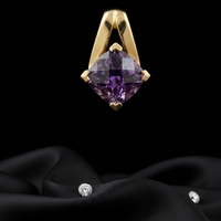14K White Gold 8mm Cushion Amethyst Solitaire Pendant - Full View