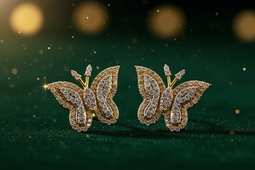 Diamond Butterfly Stud Earrings in 10K Yellow Gold