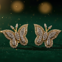 Diamond Butterfly Stud Earrings in 10K Yellow Gold