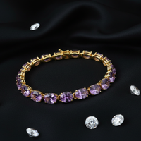 14K Yellow Gold Oval Amethyst Tennis Bracelet - Draped View