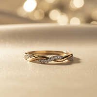 10K Yellow Gold Diamond Stackable Twisted Band Ring - marketing image detail
