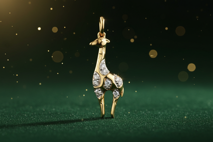 1/20 CTW Diamond Giraffe Pendant in 10K Yellow Gold