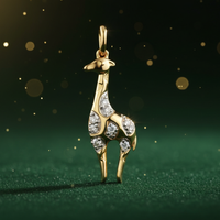 1/20 CTW Diamond Giraffe Pendant in 10K Yellow Gold