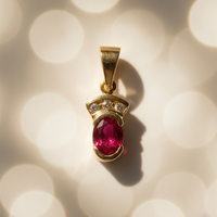 14K Yellow Gold Ruby & Diamond Pendant - angle 2