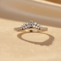 10K Yellow Gold Diamond Chevron Tiara Enhancer Ring - marketing image side