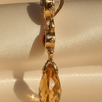 14K Yellow Gold Citrine Madeira Citrine & Diamond Drop Pendant - editorial side profile