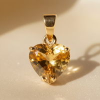 14K Yellow Gold Heart Citrine Pendant - editorial front