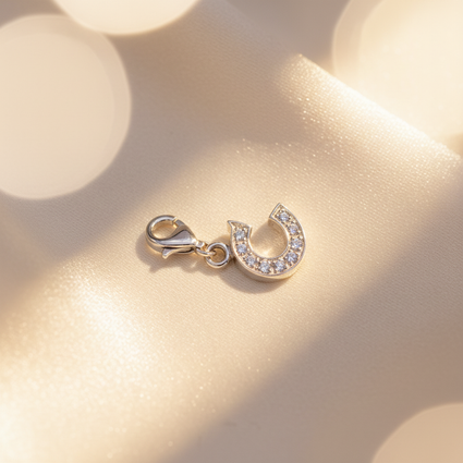 Sterling Silver CZ Letter C Charm - Clean