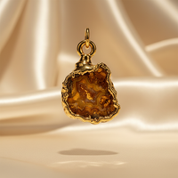 Gold Filled Natural Geode Nugget Pendant - Front View