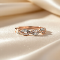 10K Rose & White Gold Natural Diamond Ladies Stackable Ring - three-quarter view