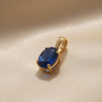 14K Yellow Gold Oval Sapphire Solitaire Pendant – Angle View