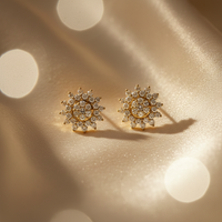 10K Yellow Gold Diamond Flower Stud Earrings - Marketing