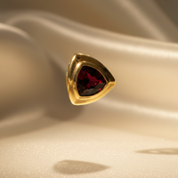 14K yellow gold trillion garnet bezel section cap removed
