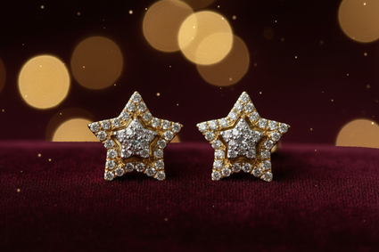 1/4 CTW Diamond Star Stud Earrings in 10K Yellow Gold