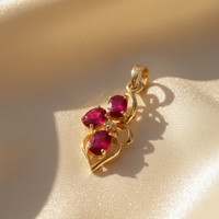 14K Yellow Gold Ruby & Diamond Pendant - angle 3