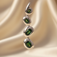 Sterling Silver Green Stone Triple Drop Pendant - Front View
