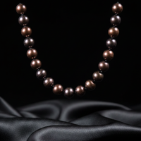 Dark freshwater pearl strand necklace - close-up detail