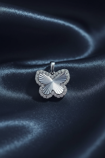 10K White Gold Diamond Butterfly Pendant – Front View