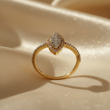 10K Yellow Gold Diamond Ladies Marquise Ring - marketing image side