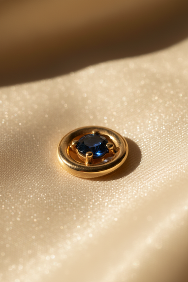 14K Yellow Gold Sapphire Orbital Pendant – Angle View