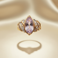 14K Yellow Gold Marquise Amethyst Ring — Front View