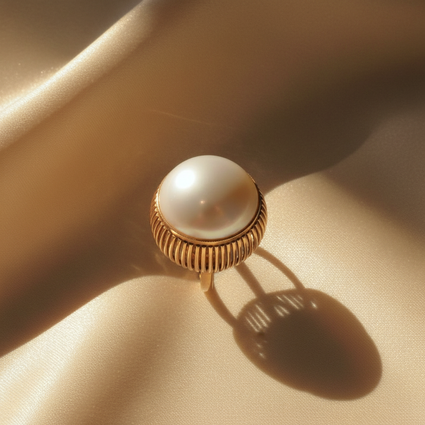 14K Yellow Gold Mabé Pearl Cage Ring - marketing image