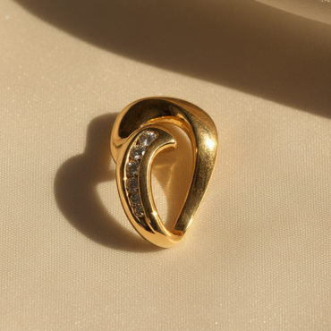14K Yellow Gold Diamond Sculptural Bypass Pendant - marketing image 1