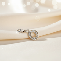 Sterling Silver CZ Letter O Charm with Lobster Clasp