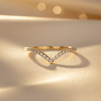 10K Yellow Gold Diamond Chevron Style Ladies Wedding Band - marketing image front