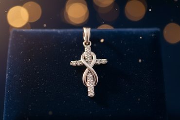 1/10 CTW Diamond Infinity Cross Pendant in 10K White Gold